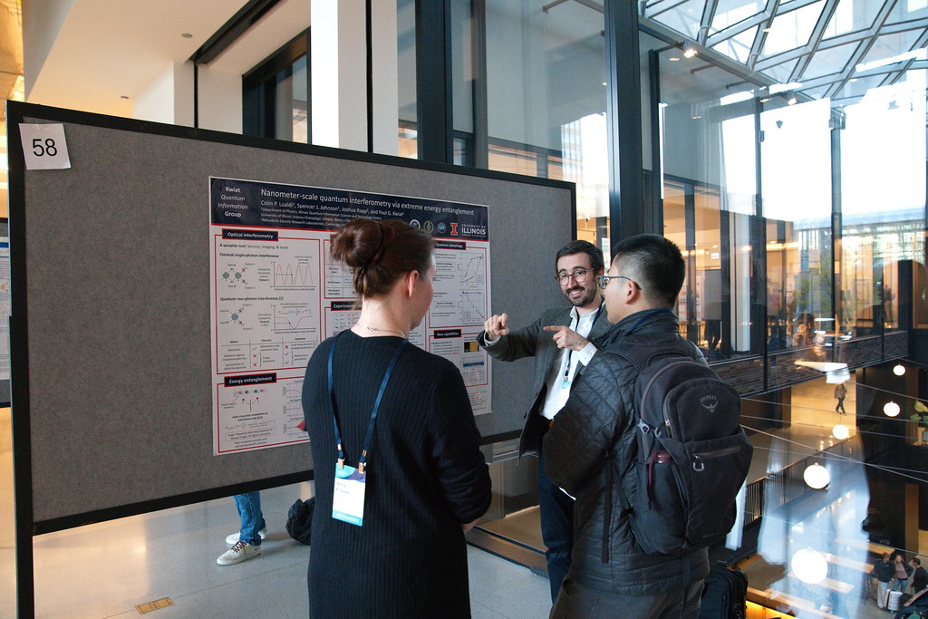 Colin Lualdi presents his poster on the new quantum measurement tool he led the development of. The poster won first place overall.