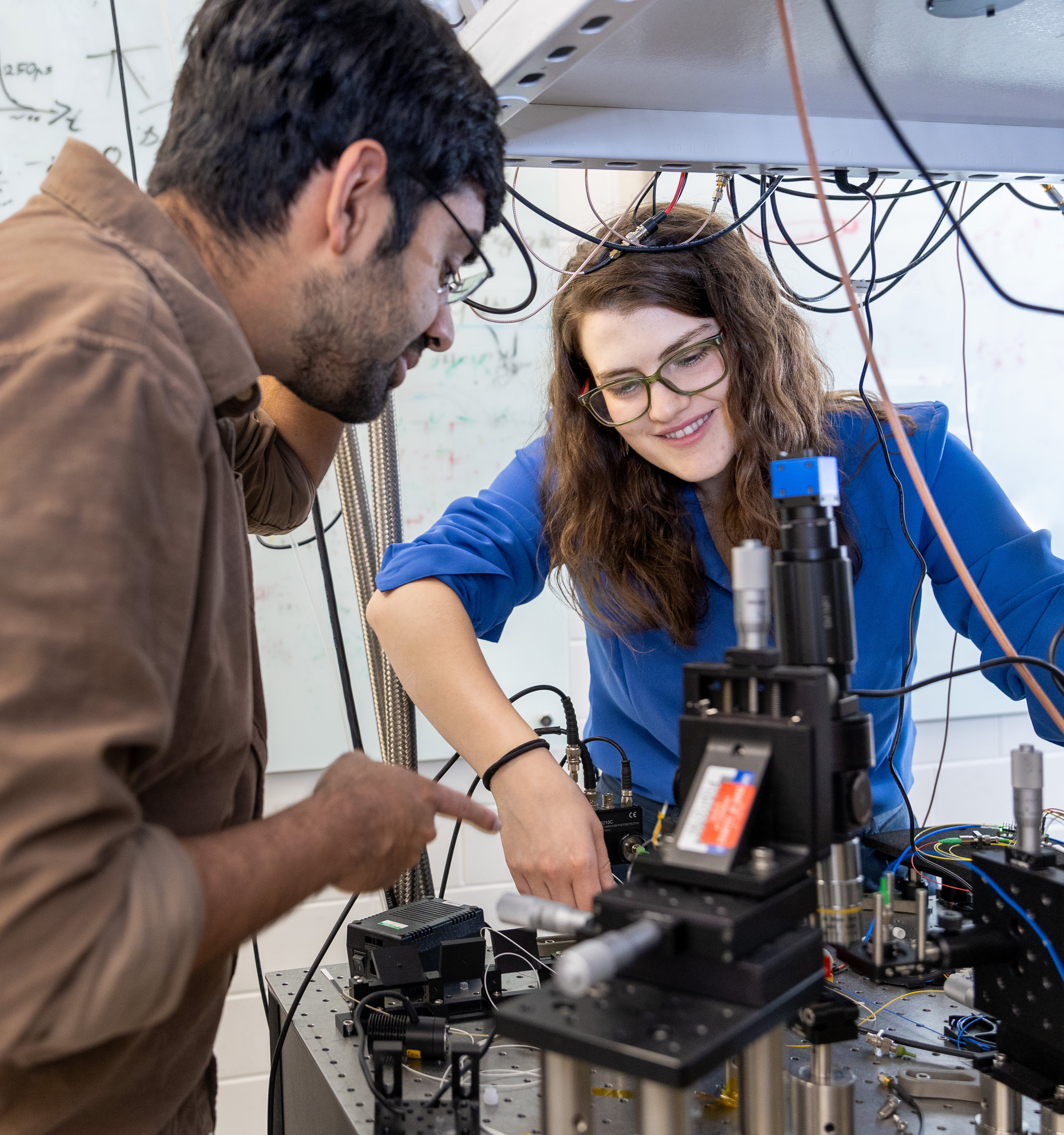 Two researchers working in a lab