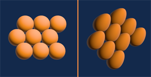 Two squares stand side-by-side; each showing egg-like shapes grouped together