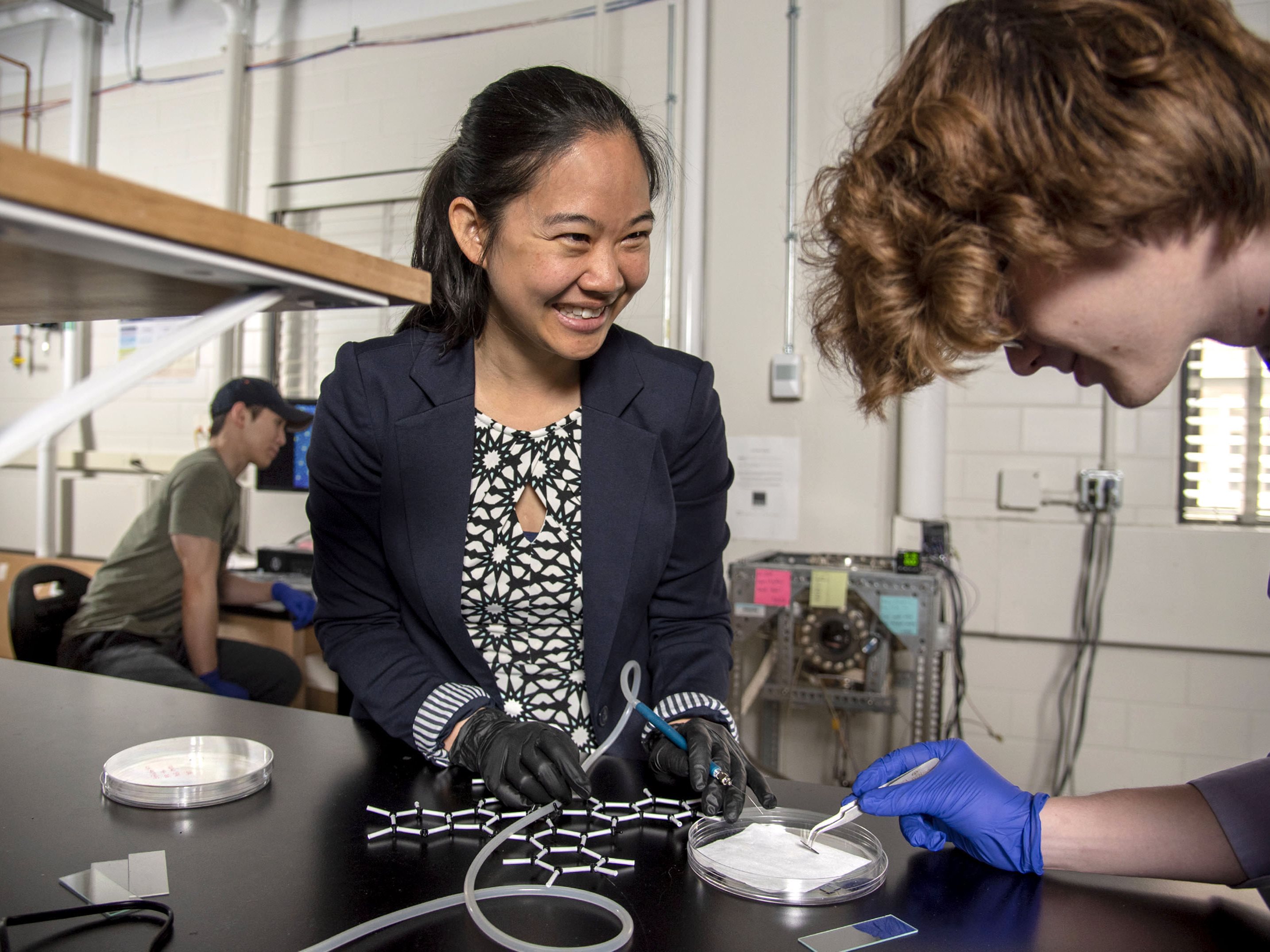 Pinshane Huang in lab.