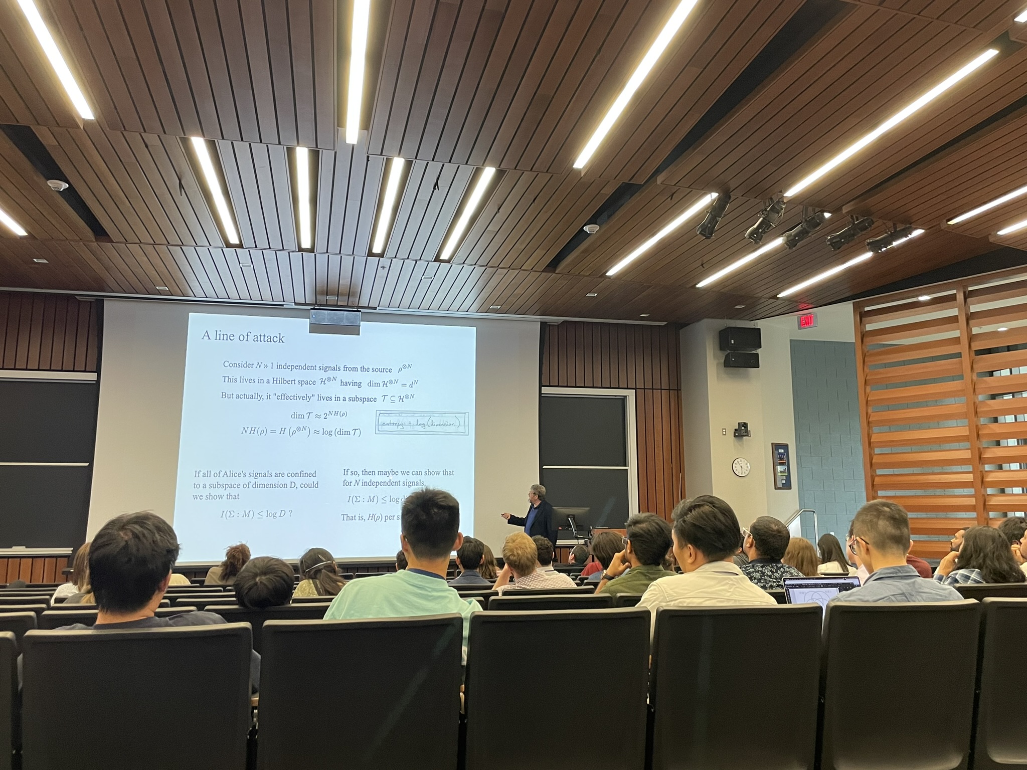 Ben Schumacher gives the public lecture &amp;amp;quot;A brief prehistory of qubits&amp;amp;quot; to kick off the conference week in Grainger Auditorium in the ECE building.