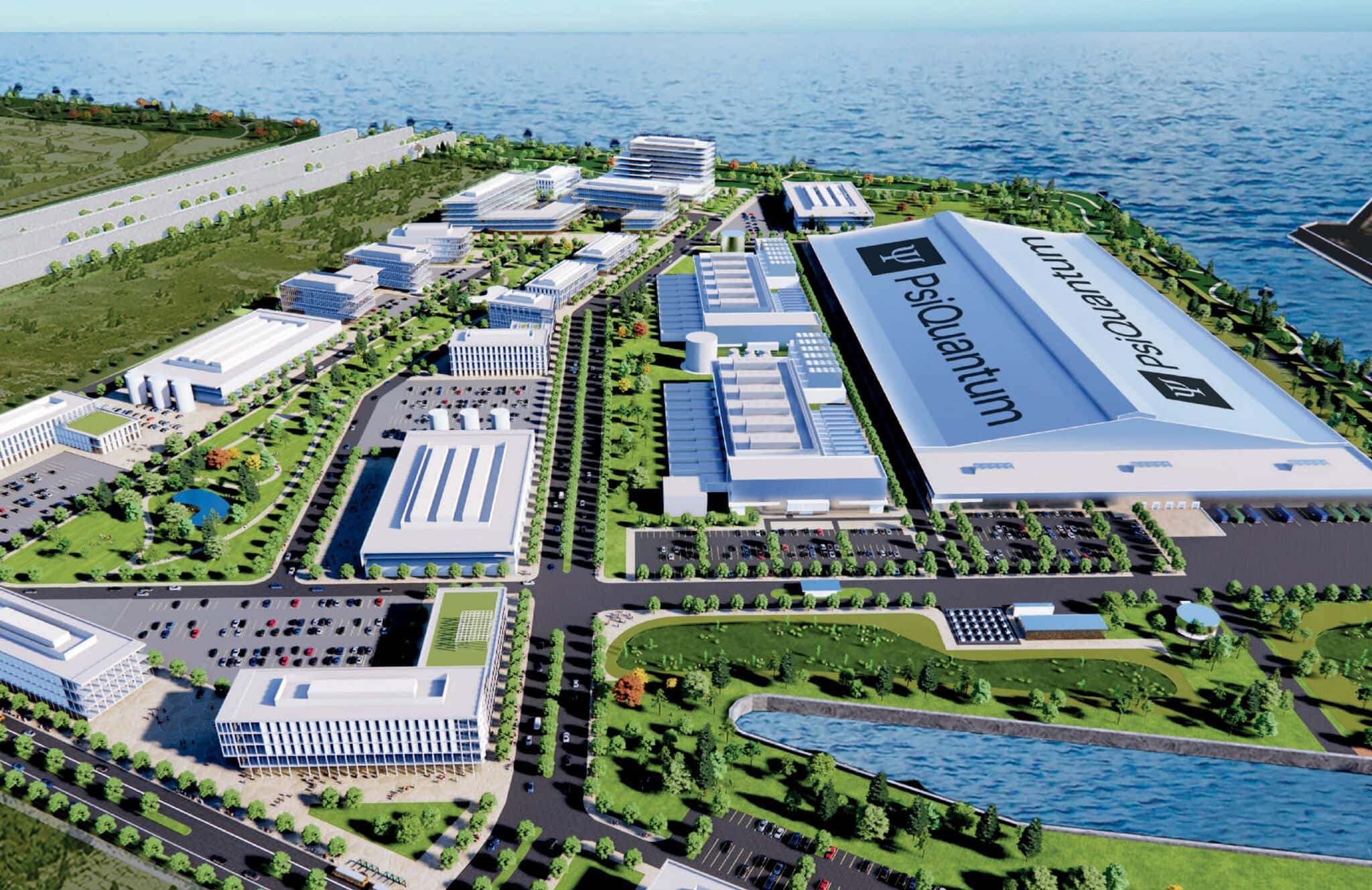 An artistic rendering of the Illinois Quantum and Microelectronics Park.